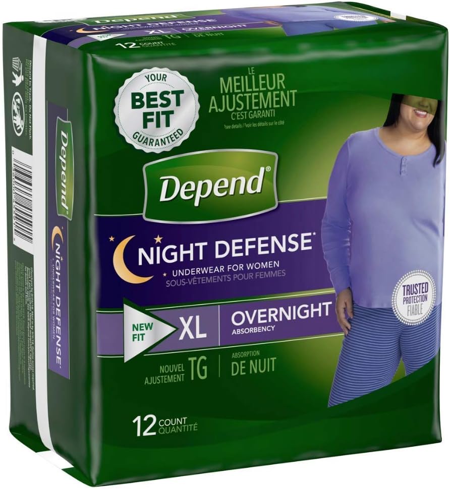 Medium Overnight Depends Women - Night Defense Incontinence Underwear, Purple