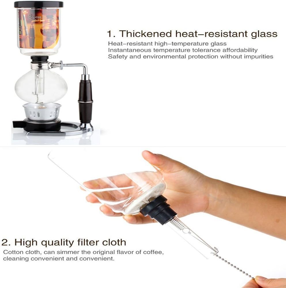 Siphon Coffee Maker Japanese Style Vacuum Glass Siphon Pot Percolators 1-3 Cups Siphon Coffee Maker