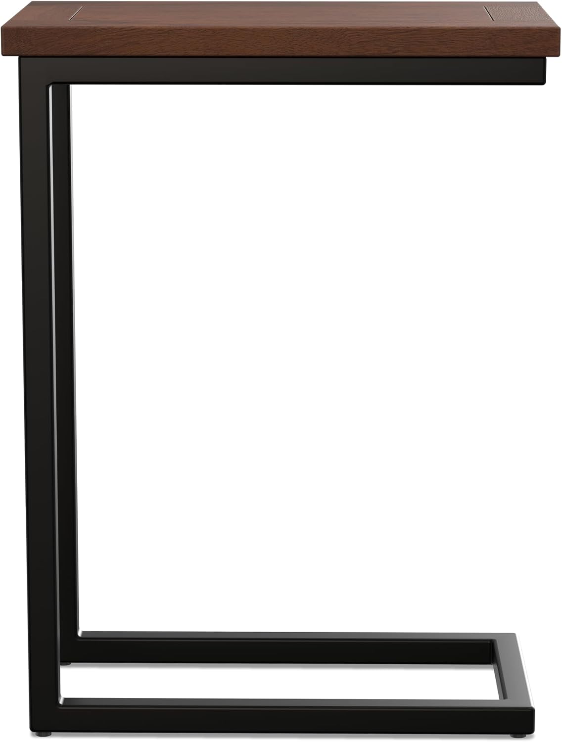 SIMPLIHOME Skyler 18" Wide Solid Wood C-Side End Table in Dark Cognac Brown | Industrial slide-under accent table with open frame, assembled; perfect for living rooms as a side table or sofa table.