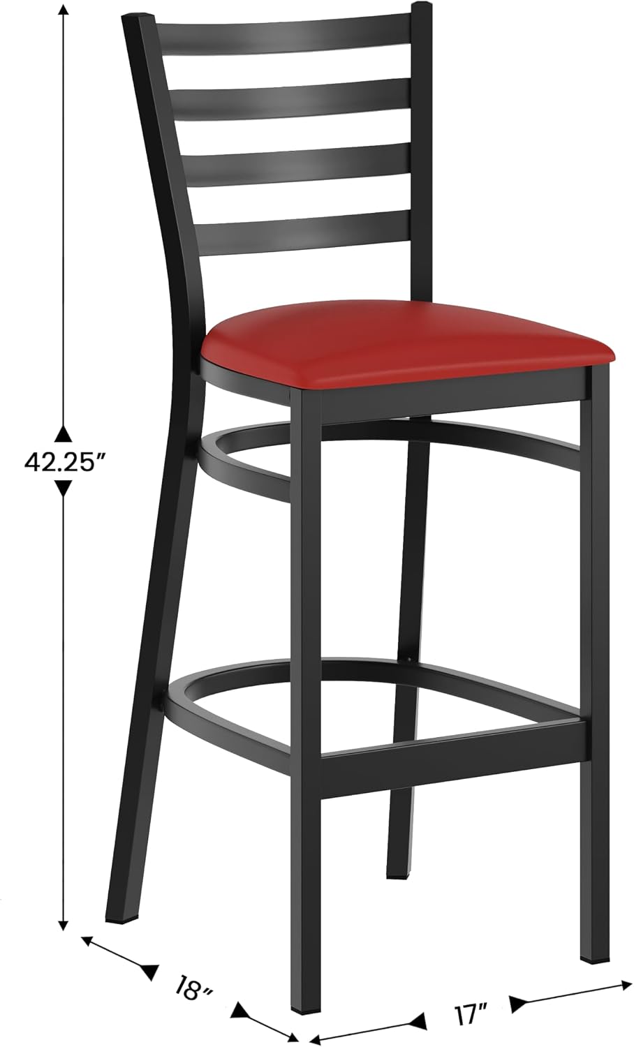 Flash Furniture Hercules Series Ladder Back Metal Restaurant Barstool, Modern Upholstered Armless Bar Height Chair for Restaurants and Kitchens, Black | Vinyl Upholstery, Durable Construction, Commercial Use