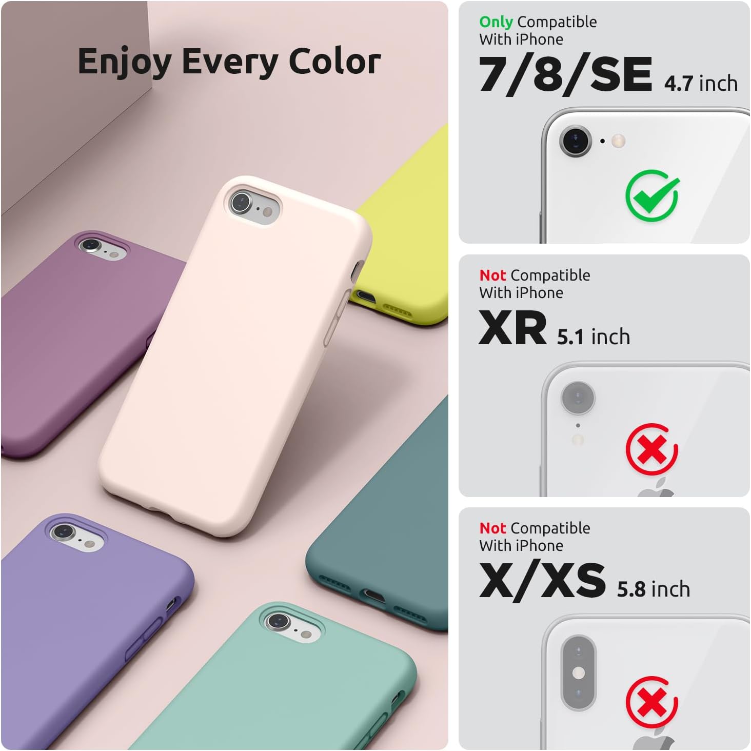 SURPHY Designed for iPhone SE Case, iPhone 8 Case, iPhone 7 Case, Liquid Silicone Phone Case for iPhone se 3rd 2nd SE 2022 SE 2020, Blue