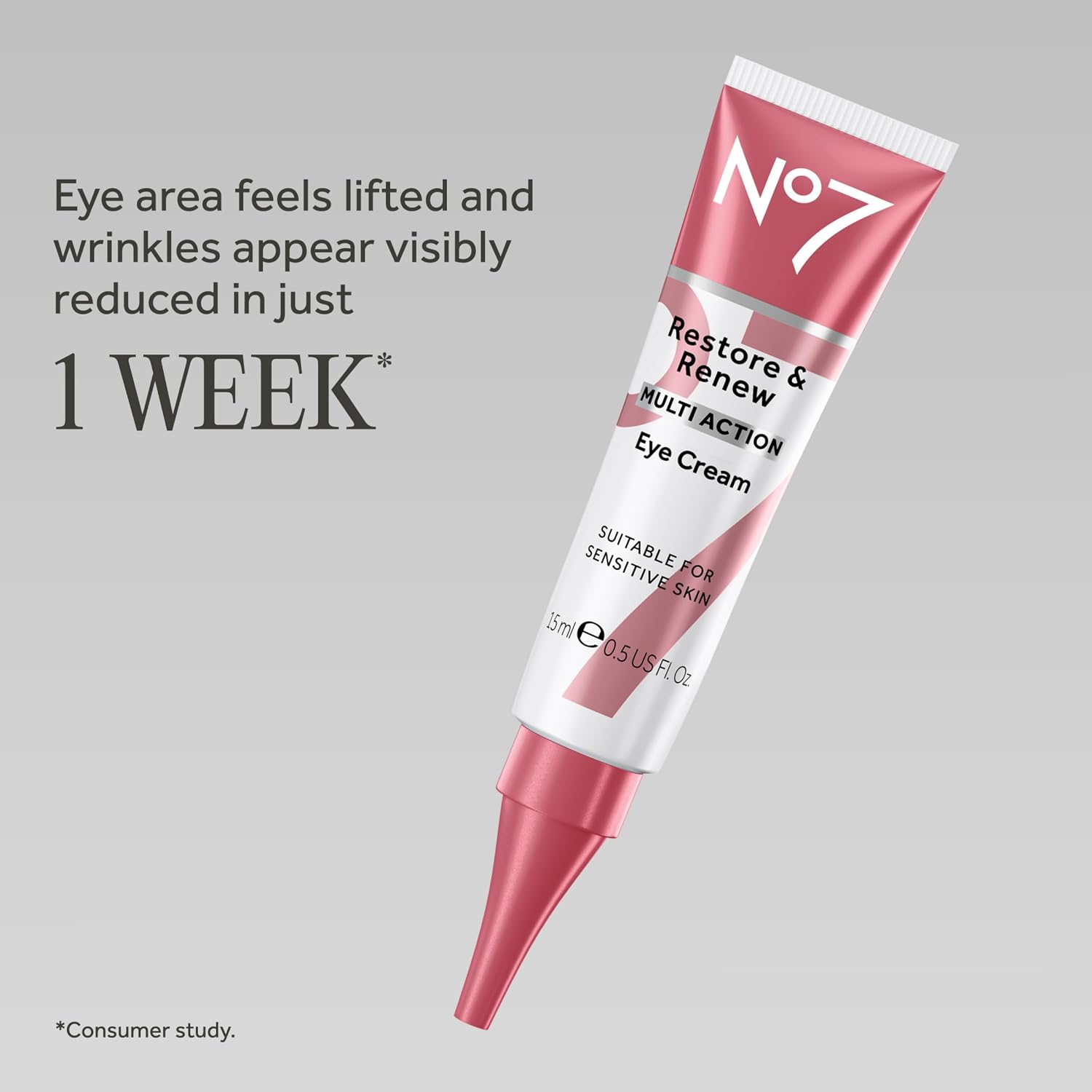 No7 Restore & Renew Multi Action Eye Cream - Skin Renewing Under Eye Cream for Puffiness & Dark Circles - Moisturizing Formula for Wrinkles (15ml)