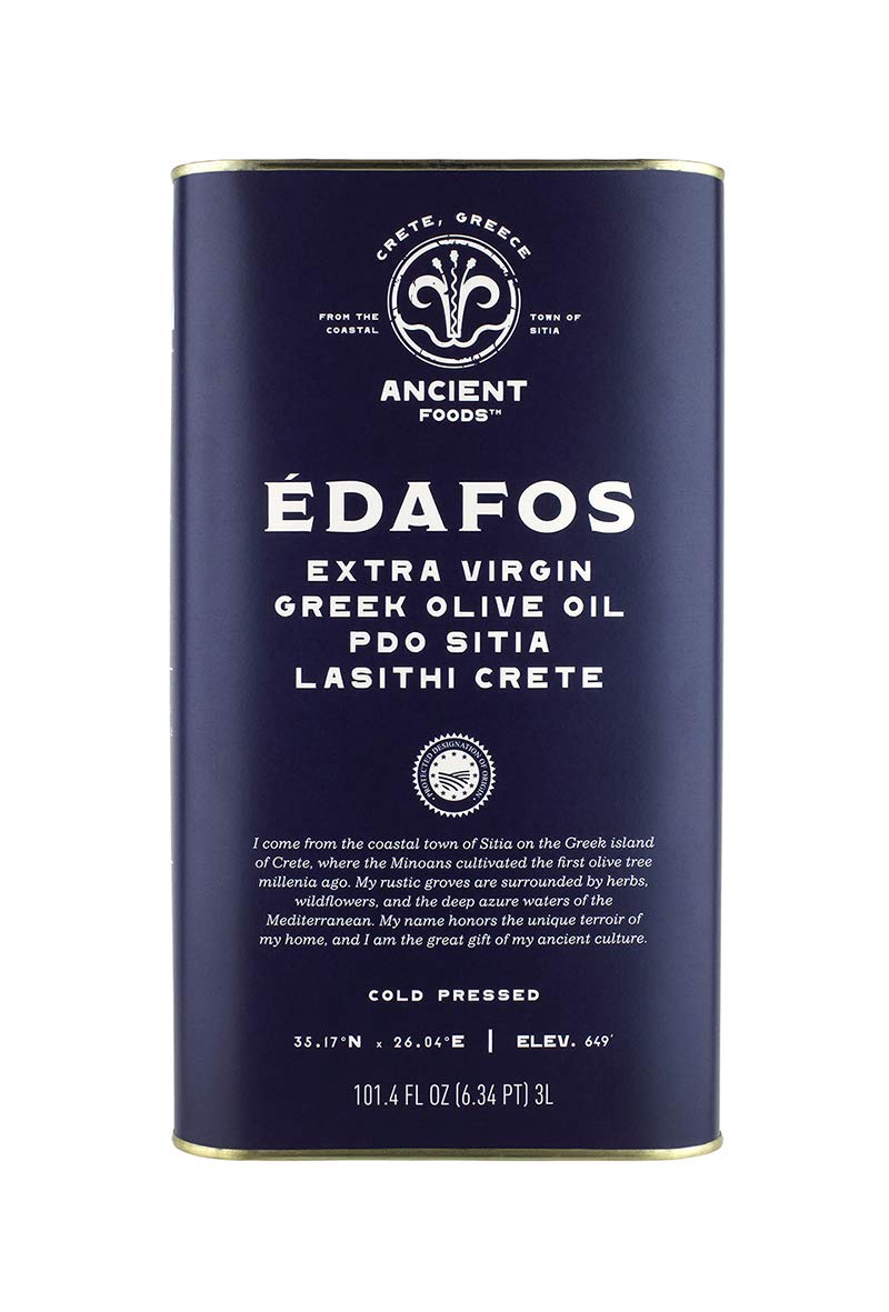 Ancient Foods EDAFOS Extra Virgin Olive Oil Cold Pressed – Fresh, Cold Pressed olive oil from Greece, PDO Crete – 16.9oz (500ML)