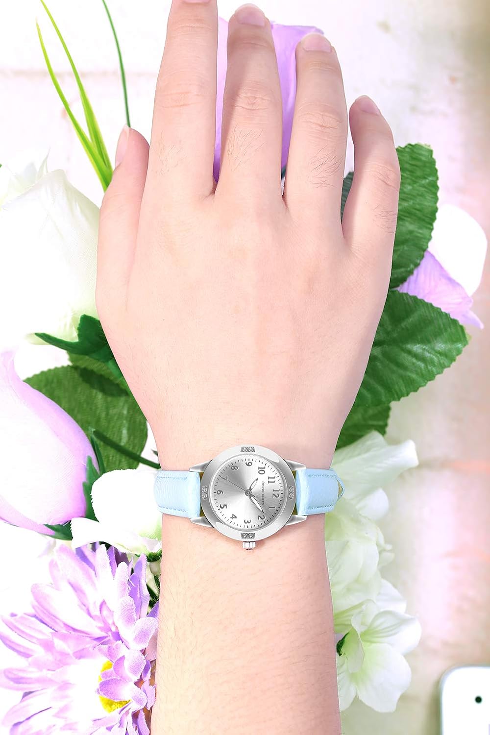 TUOTISI Women's Leather Band Quartz Movement Waterproof Business Classic Analog Watch with Genuine Leather Stainless Steel Band Elegant Ladies Watch