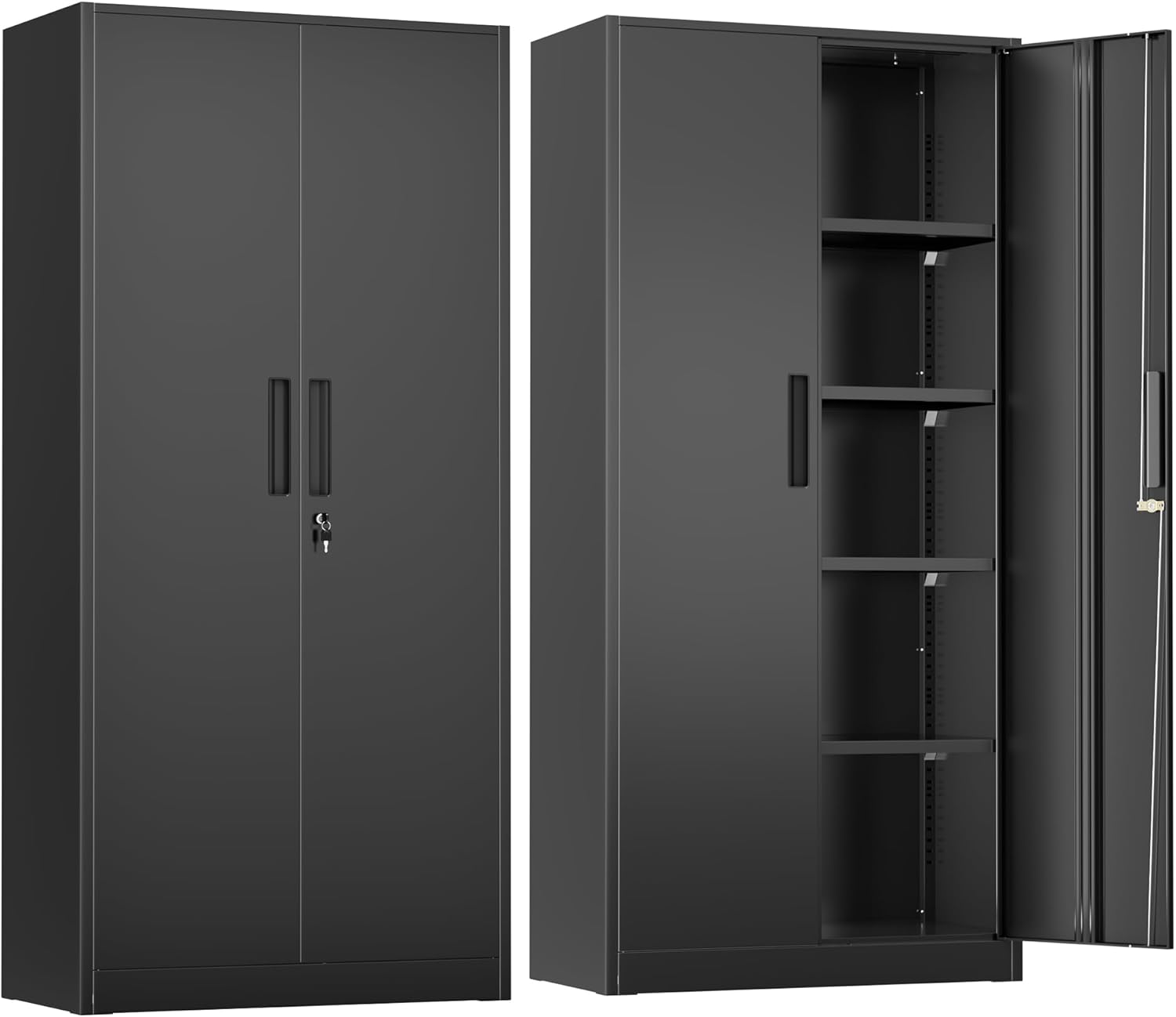 Greenvelly Steel SnapIt Storage Cabinet, 72" Locking Metal Garage Storage Cabinet with 4 Adjustable Shelves, 2 Doors and Lock for File, Office, Garage