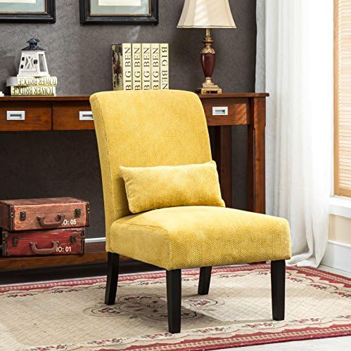 Roundhill Furniture Pisano Teal Blue Fabric Armless Contemporary Accent Chair with Kidney Pillow