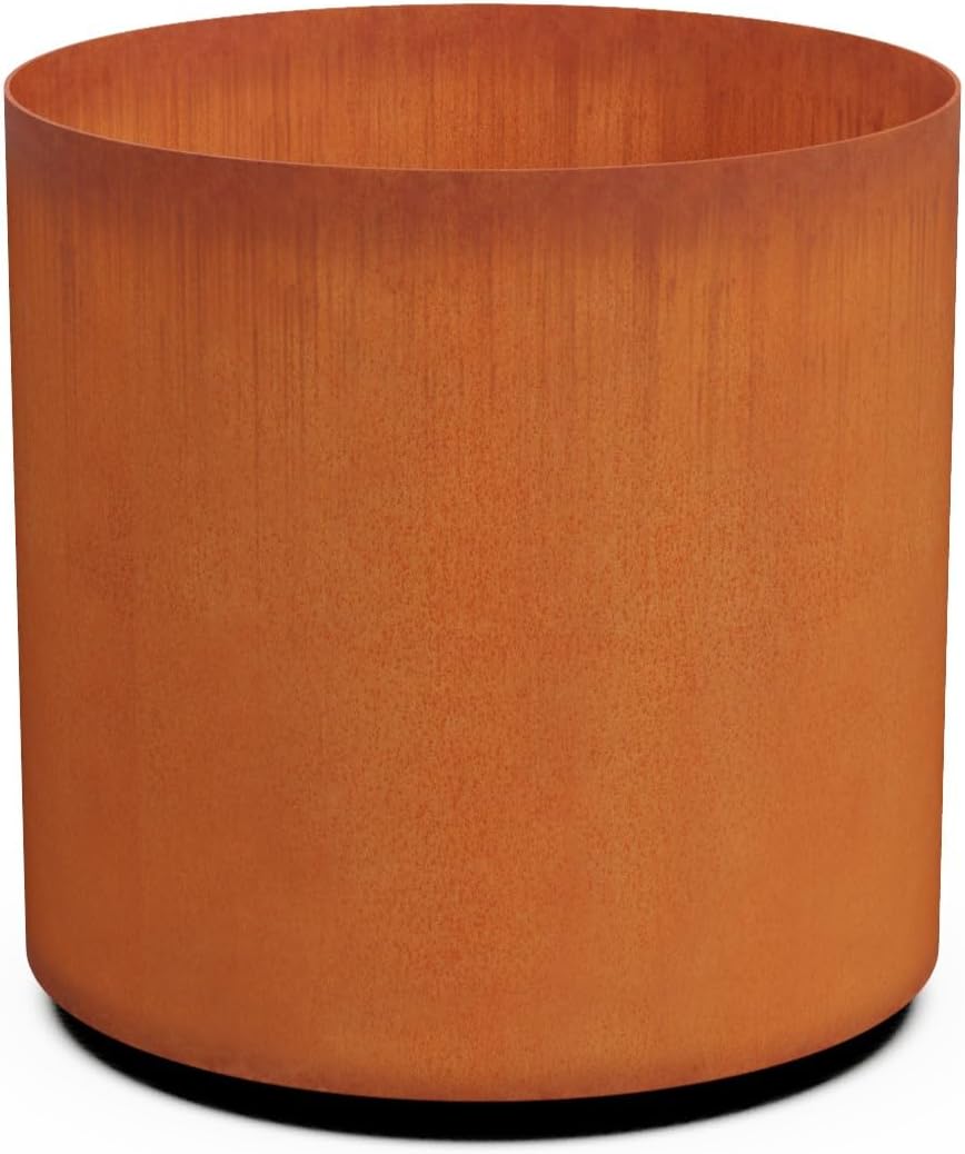 Plantercraft Large Round Planters for Outdoor Plants - 24 Inch Corten Steel Planter for Patio