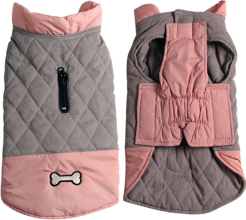 Vecomfy Reversible Dog Coat for Small Dogs with 2 Leash Openings