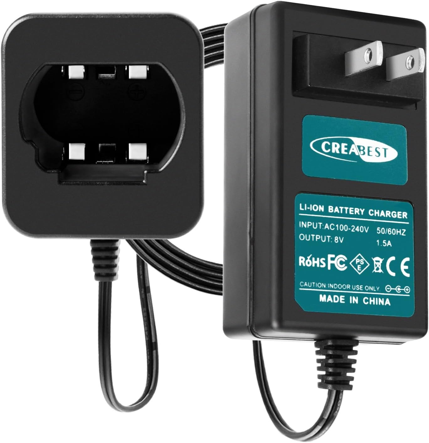 Creabest 8V Li-ion Battery Charger Compatible with Dewalt DCB080 DW4390 | DCF680N1 DCF680N2 DCF680G2 (Not for Ni-Mh/Ni-Cd Batteries)
