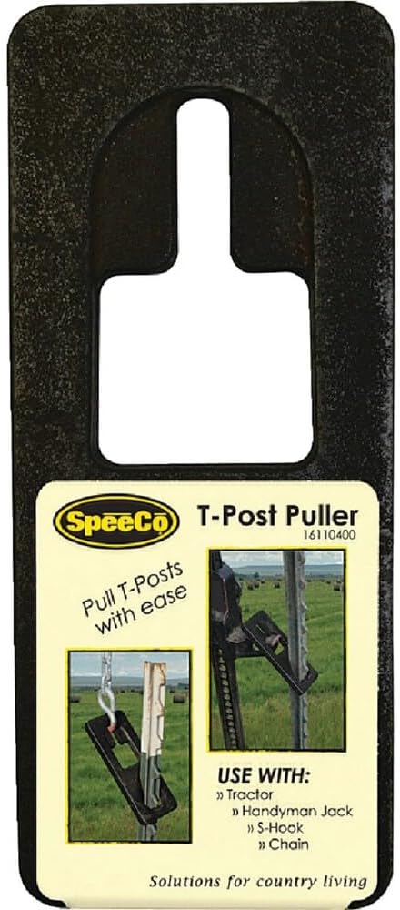 SpeeCo Metal T-Post Puller - 17 lb Quick Fence Removal | Innovative Slot for Tractor, Chain, Jack, or S-Hook Applications, Farm, Ranch