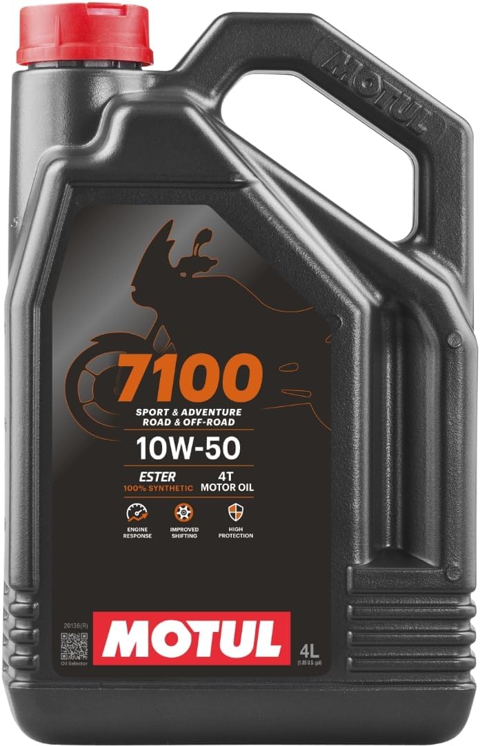 Motul 7100 4T 10W-30 Full Synthetic Motorcycle Oil - Ester Core Technology - API SP JASO MA2 Wet Clutch and DCT Safe - Engine Protection for Honda, Hero, TVS - 4 L