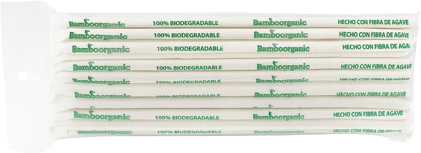 Agave Fiber Straws, 50-Pack, Individually Wrapped, for Smoothies & Cocktails