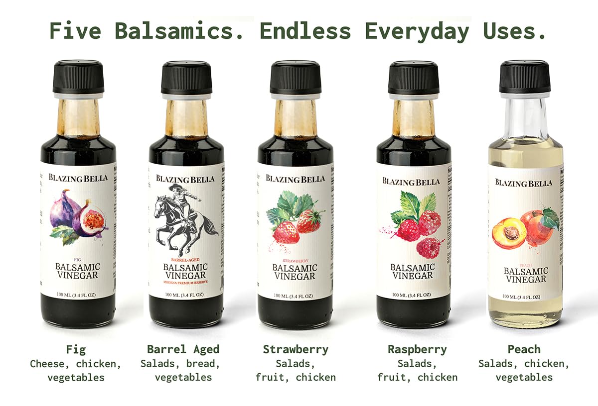 Blazing Bella Barrel Aged Balsamic Vinegar of Modena, Italy – Thick, Rich & Naturally Sweet – Premium Traditional Italian Balsamic for Everyday Use – 16.9 fl oz (500ml)