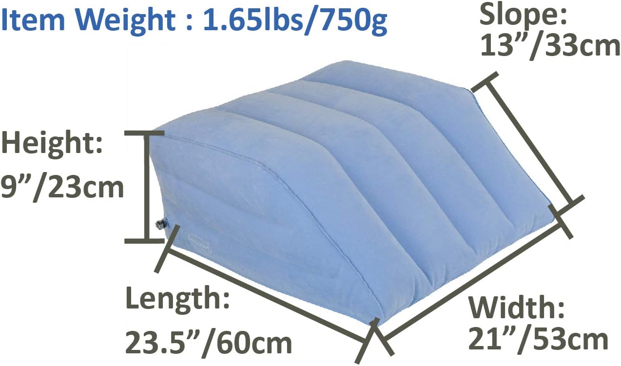 HR-7740, New & Handy Valve, Inflatable Leg Rest Lifter Bed Wedge Cushion/Pillow, Velour Surface Finish for Post-Surgery, Pain Relief, Foot