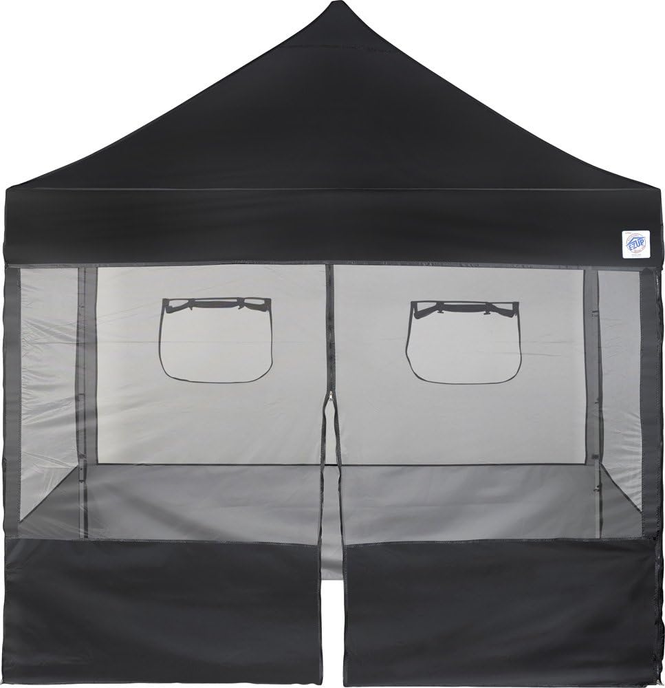 E-Z UP Food Booth Sidewall Kit, Set of 4, Fits 10' x 10' Straight Leg Canopy (Canopy/Shelter NOT Included), Includes 2 Roll-Up Serving Windows