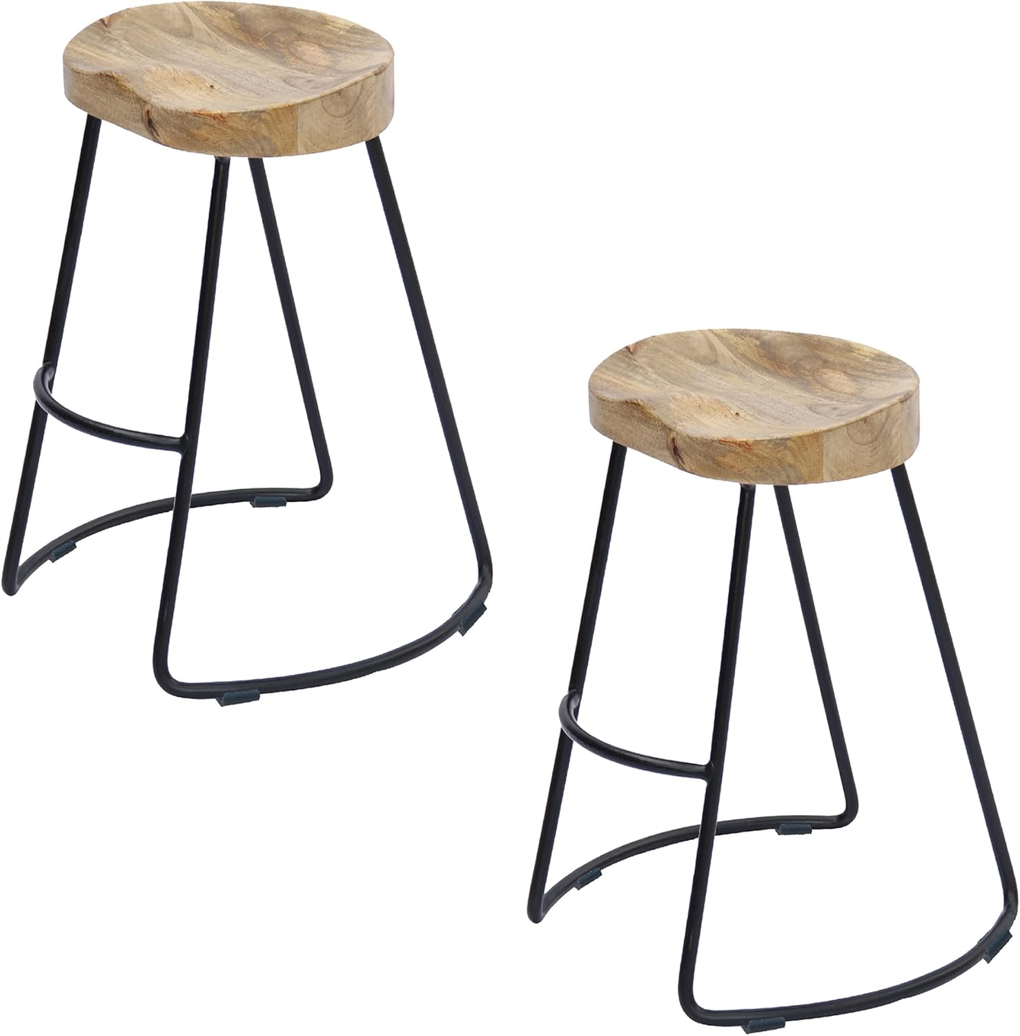 The Urban Port 24 Inch Wooden Saddle Seat Barstool