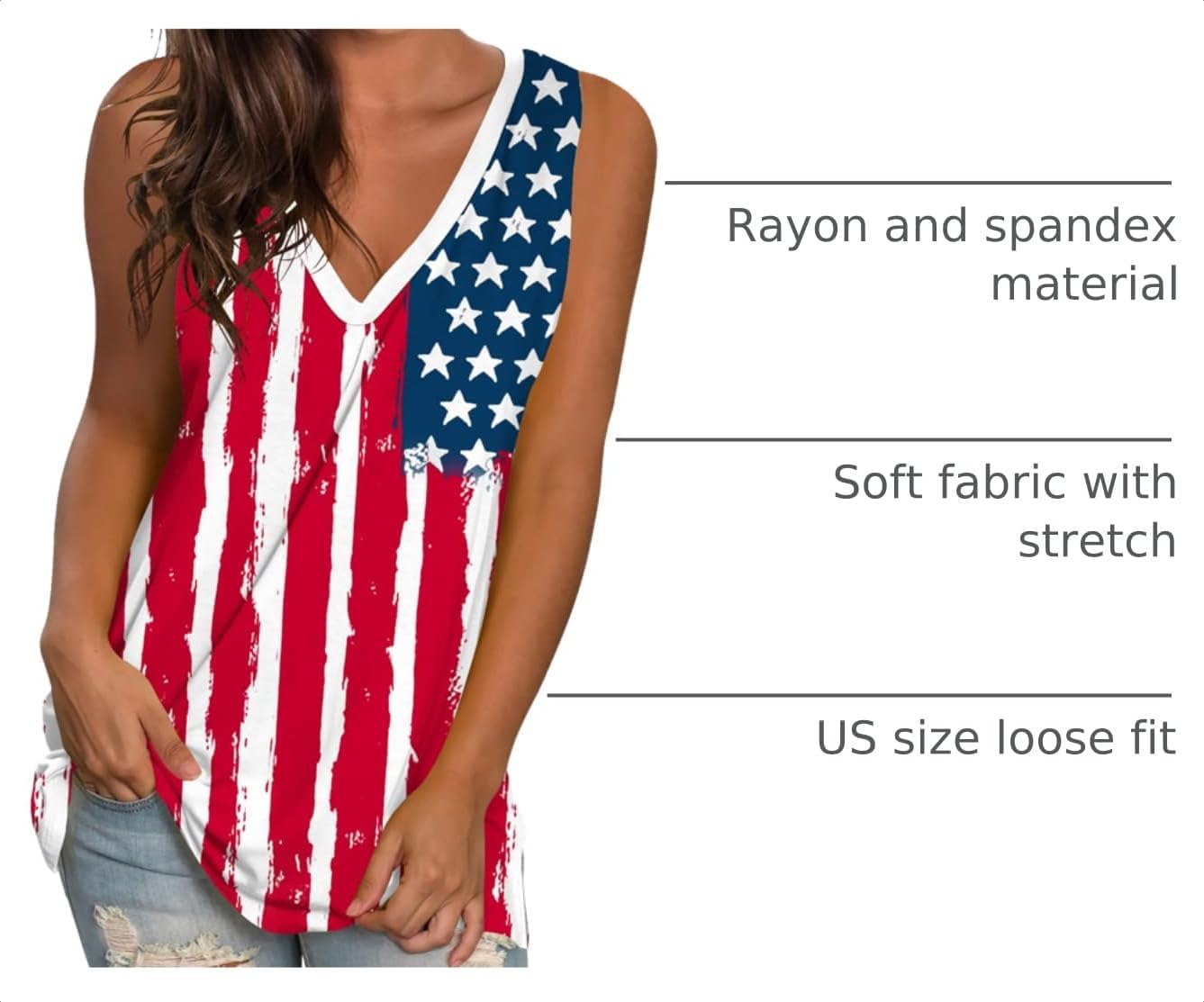 Sampeel Womens Summer Tank Tops Basic Tanks V Neck Sleeveless T Shirts Side Split