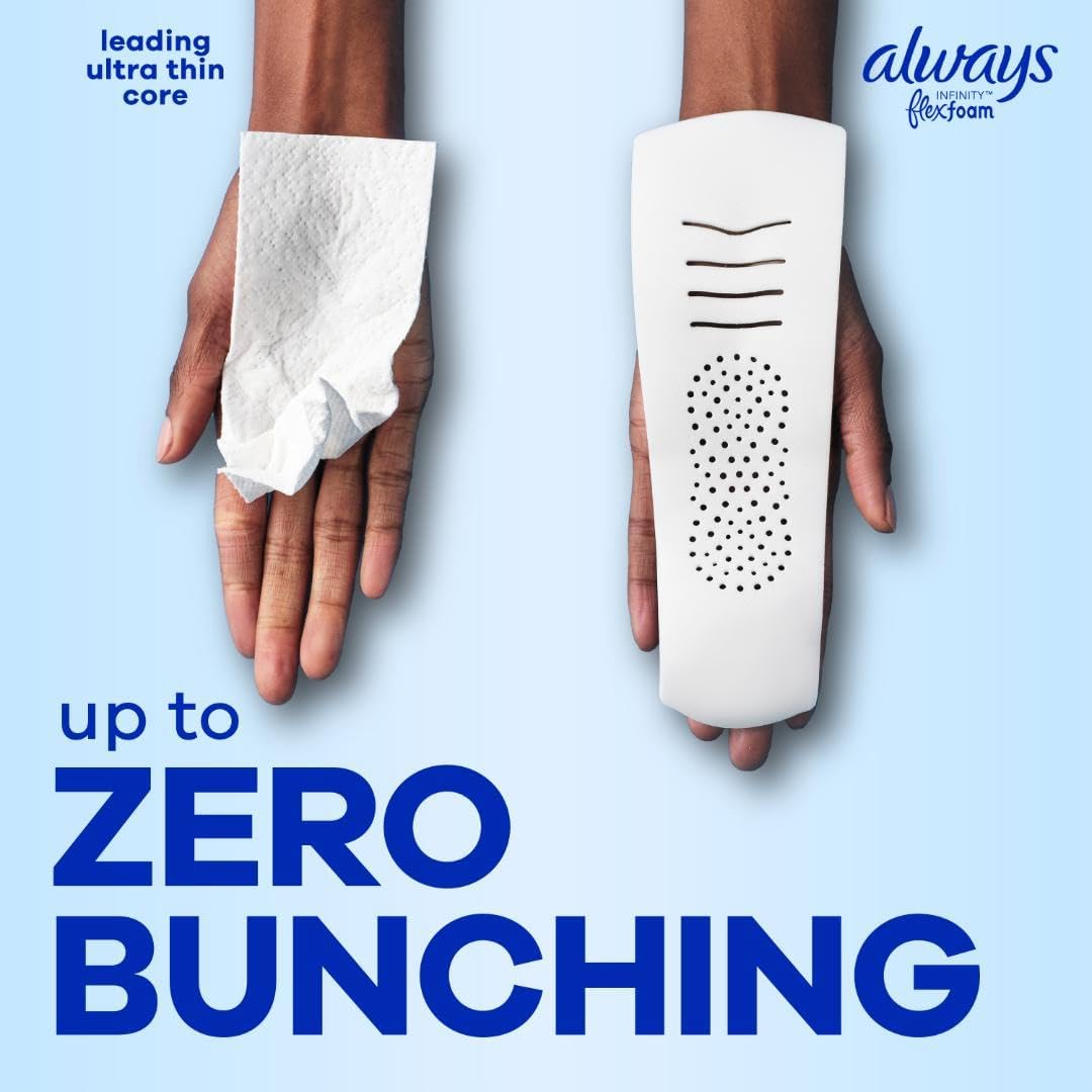 Always Infinity Feminine Pads for Women, Size 3, Extra Heavy Flow, with Wings, Unscented, 28 CT