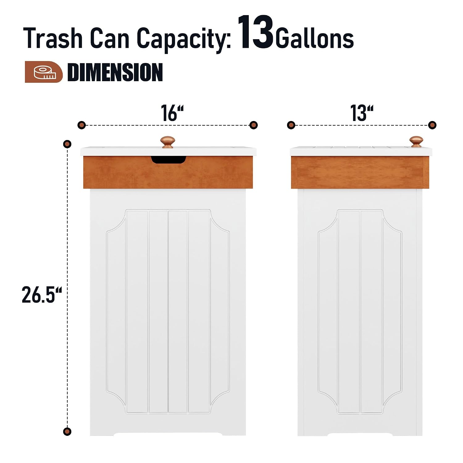 Function Home Trash Can Cabinet, 13 Gallon Kitchen Garbage Can, Wood Recycling Trash Bin, Freestanding Dog Proof Trash Can, Farmhouse Trash Cabinet with Lid for Home Kitchen Bathroom, Yellow