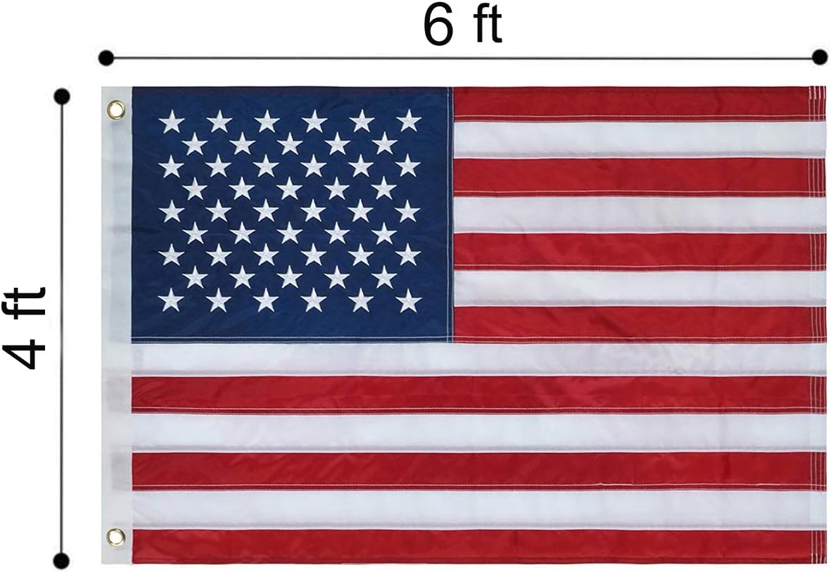 American Flag 4x6 FT, US Flags with Embroidered Stars, Sewn Stripes, Brass Grommets, Durable USA Flag for Outdoor