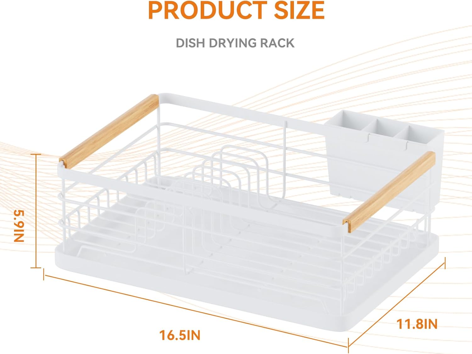 BRIAN & DANY Dish Drying Rack, Dish Racks for Kitchen Counter, Stainless Steel Dish Drainer with Removable Cutlery Holder & Drainboard, White
