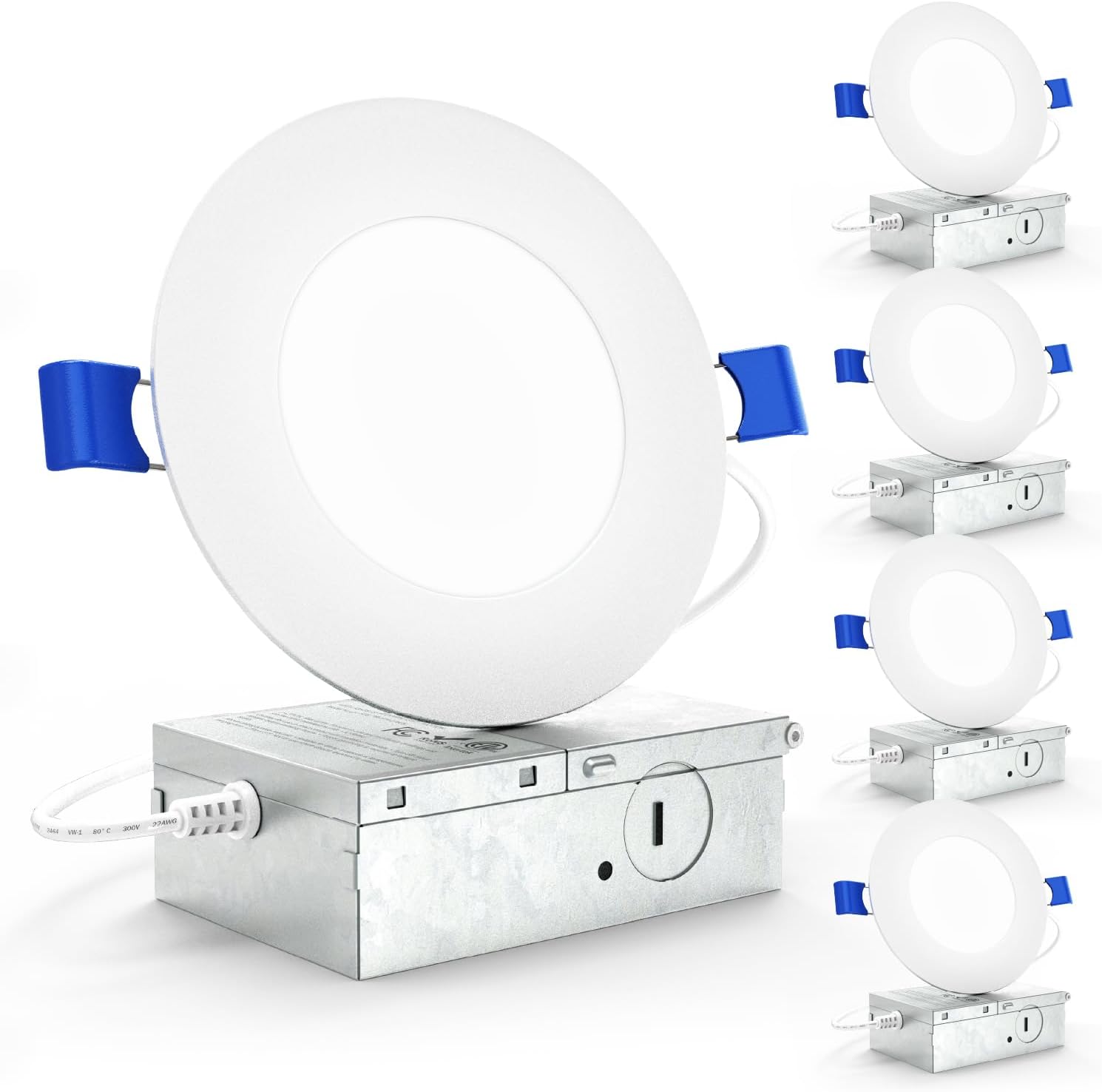 Sunco 4 Pack 6 Inch Canless LED Ultra-Slim Recessed Light, 5CCT, 14W=100W