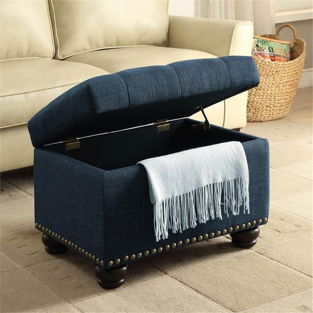 Convenience Concepts Designs4Comfort 5th Avenue Storage Ottoman 24" - Contemporary Foot Stool and Seat with Hinged Lid for Living Room, Dining Room, Office, Den, Espresso Faux Leather