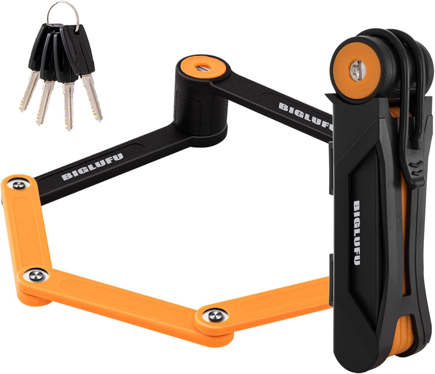 Bike Lock Bicycle Scooter Motorcycle Folding Locks with 4Keys, Fold Chain Heavy Duty Alloy Steel Foldable Lock with Mounting Bracket 2pc Straps