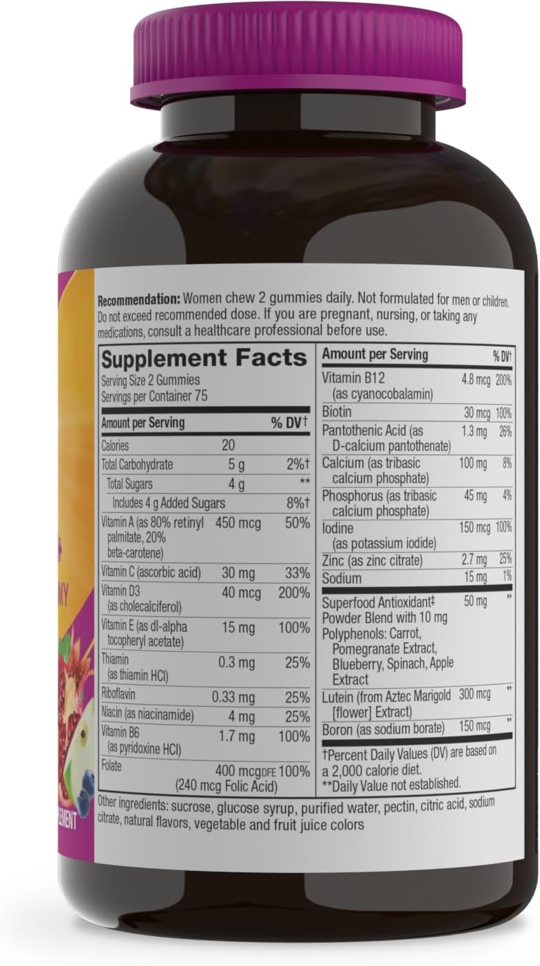 Nature's Way Alive! Women's 50+ Multivitamin Gummies, Mixed Berry, 60 ct | Daily Gummy Multi with B-Vitamins, Vitamin D3 & Calcium to Support Heart, Brain, & Bone Health for Women 50 and Older*