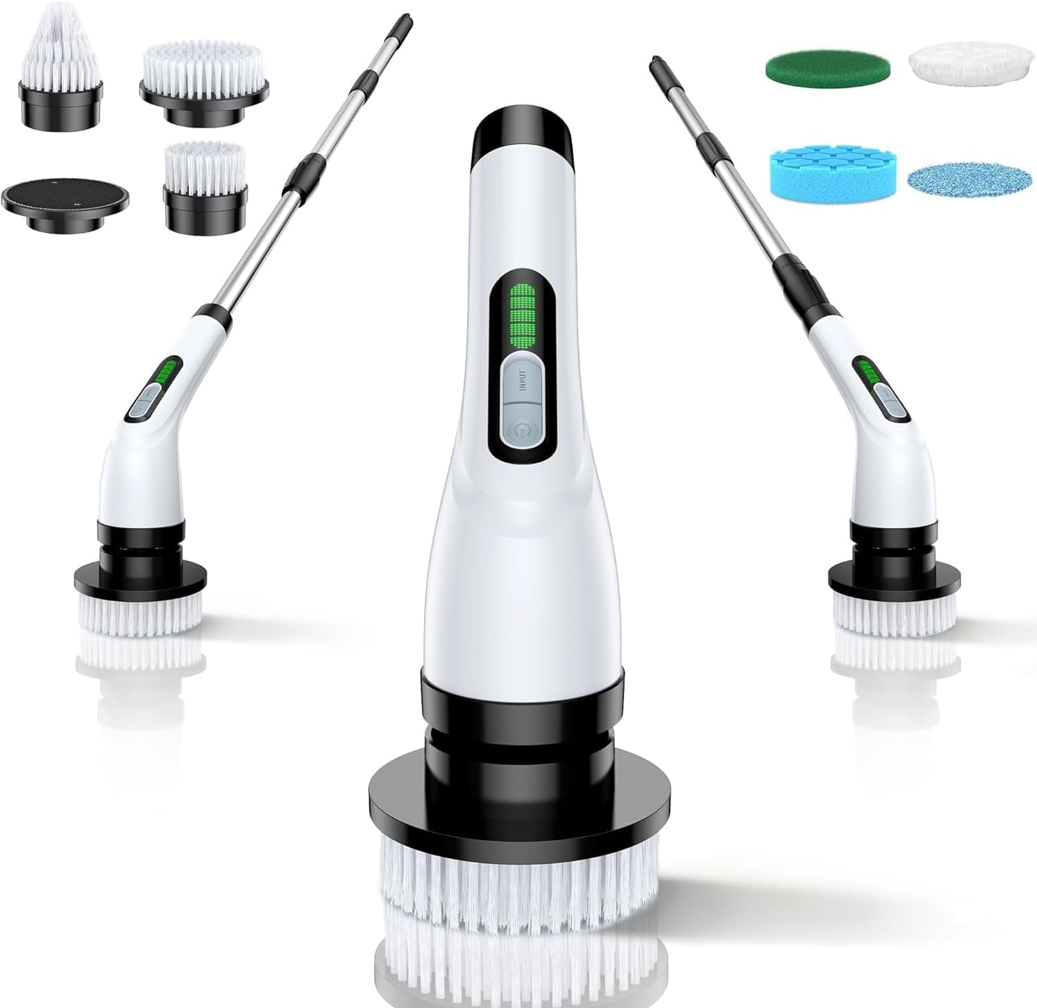Electric Spin Scrubber for Bathroom: Shower Scrubber with Long Handle | Dual Speed Cordless Power Cleaning Scrub, 7 Brush Heads