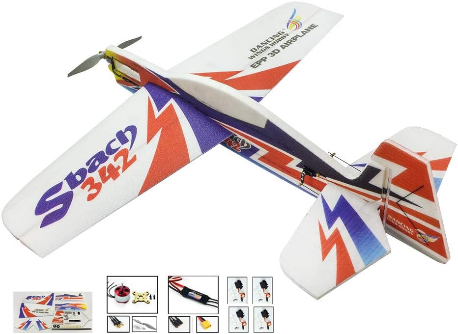 RC Foam Plane Sbach342 Aerobatic Flying Airplane, 39" Unassembled 3D EPP RC Airplane Kits to Build for Adults (KIT+Motor+ESC+Servo