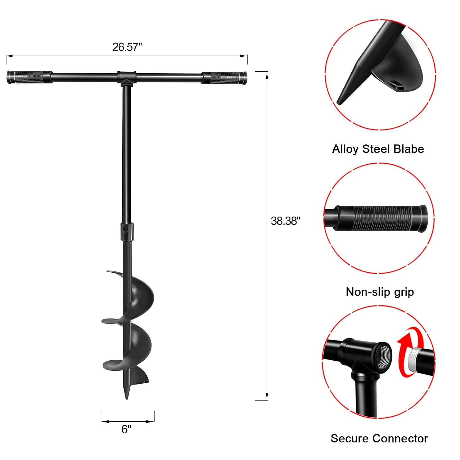 LONGRUN Auger Drill Bit for Planting-1.7"x15" Planting Auger, Garden Spiral Hole Drill Bulb Planter Tool for Planting, Bedding Plants, Flowers