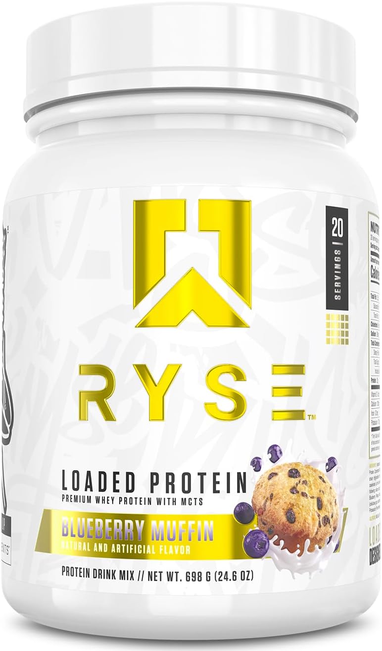 RYSE Loaded Protein Powder - Peanut Butter Cup - 25g Whey Protein Isolate & Concentrate with Prebiotic Fiber & MCTs - Low Carb, Low Sugar