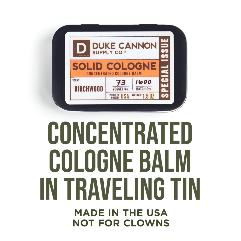 Duke Cannon Solid Cologne for Men, Bourbon Scent, Concentrated Balm, 1.5 oz | Woodsy charred oak barrel aroma inspired by classic bourbon craftsmanship