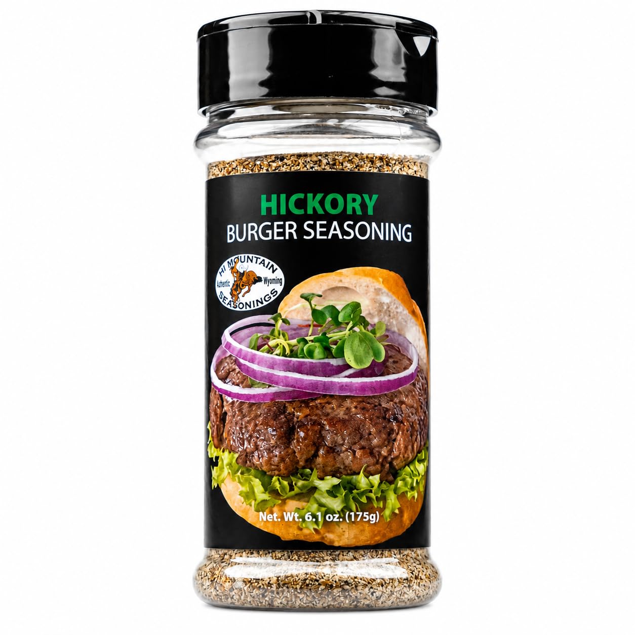 Hi Mountain Hickory Burger Seasoning | Smoked Hamburger Seasoning | Smoked hickory burger seasoning with garlic for rich grilled flavor on beef, turkey, chicken and venison burgers.
