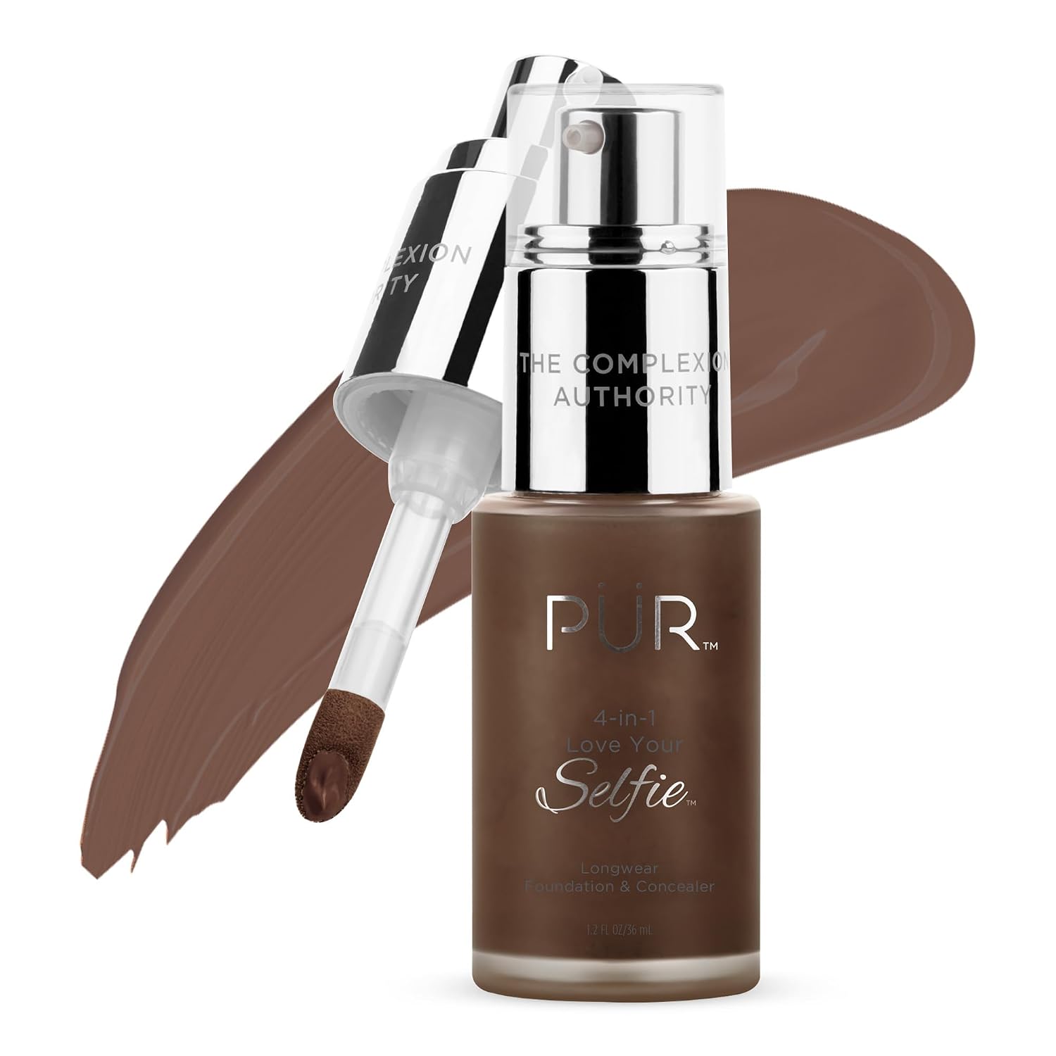 PÜR MINERALS 4-in-1 Love Your Selfie Foundation & Concealer - Longwear Medium-to-Full Coverage Liquid Makeup Foundation with Hydrating Blend for Refined-Looking, Natural Beauty Glow & Skin Texture