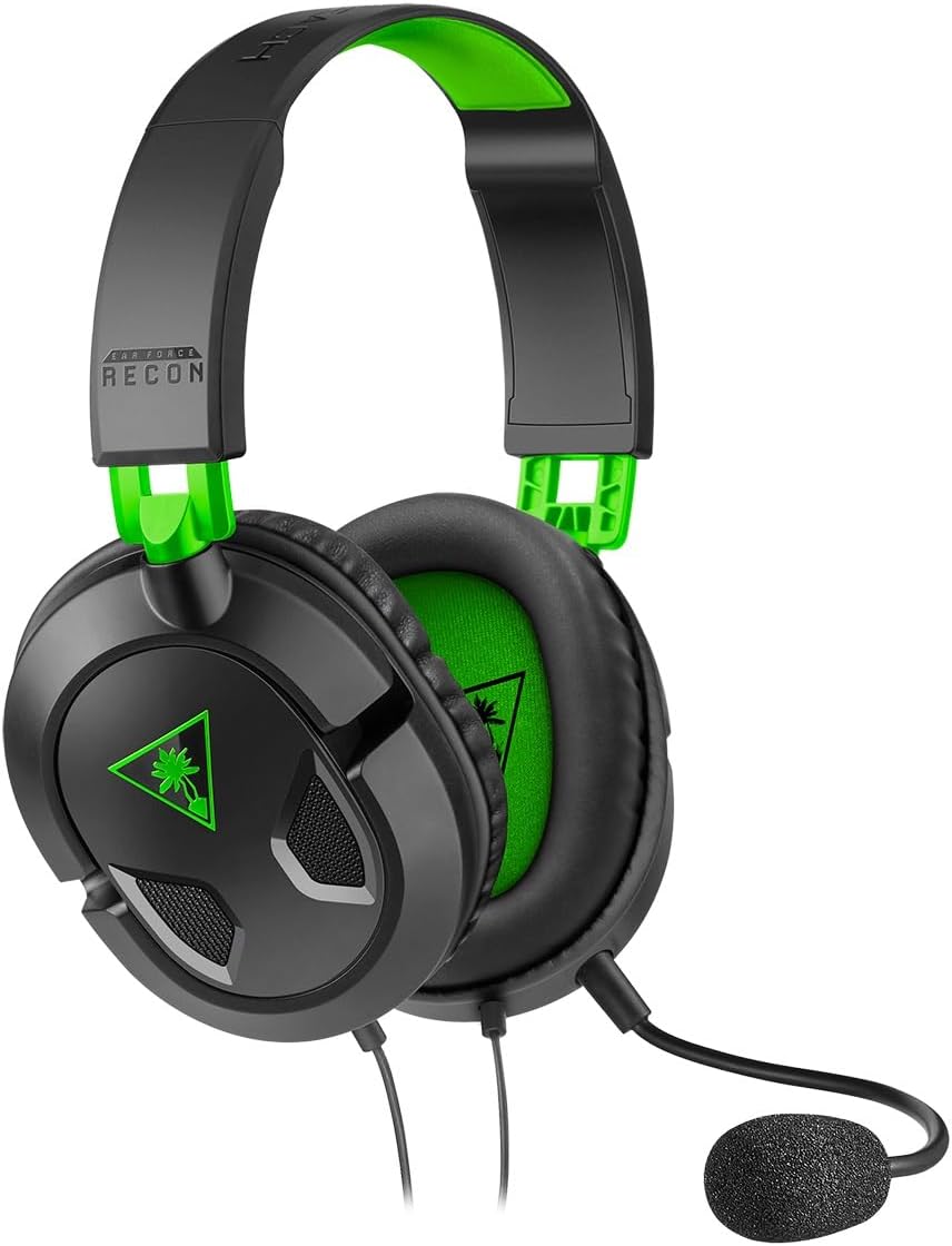 Turtle Beach Recon 50 Wired Multiplatform Gaming Headset for Xbox, PS5, PC | Xbox Series X|S, Xbox One, PlayStation, PS4, Mobile, Removable Mic, 40mm Speakers, In-Line Controls, Lightweight, Black Green
