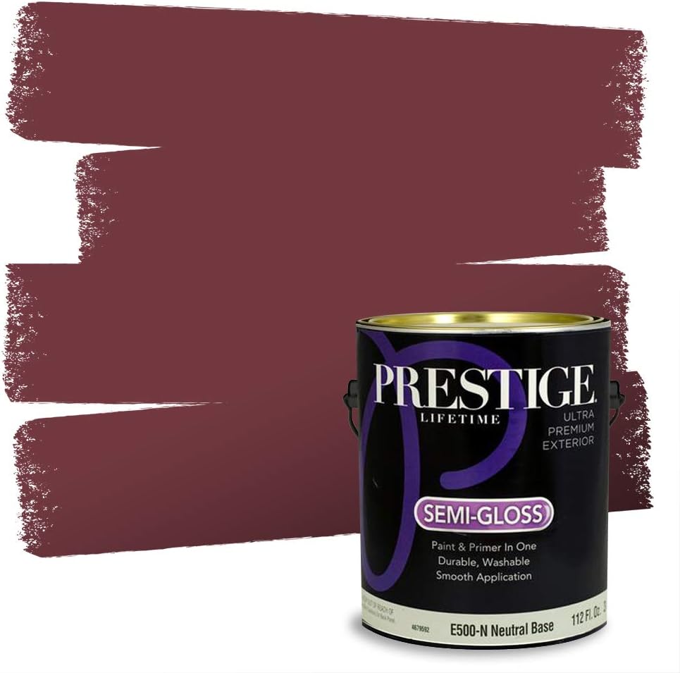 PRESTIGE E500-P-SW6303 Exterior Paint and Primer in One, 1-Gallon, Semi-Gloss, Comparable Match of Sherwin Williams Rose Colored, 1 Gallon, SW17-Rose