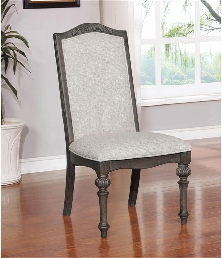 Furniture of America Clyde Fabric Padded Dining Chair in Natural Tone (Set of 2)