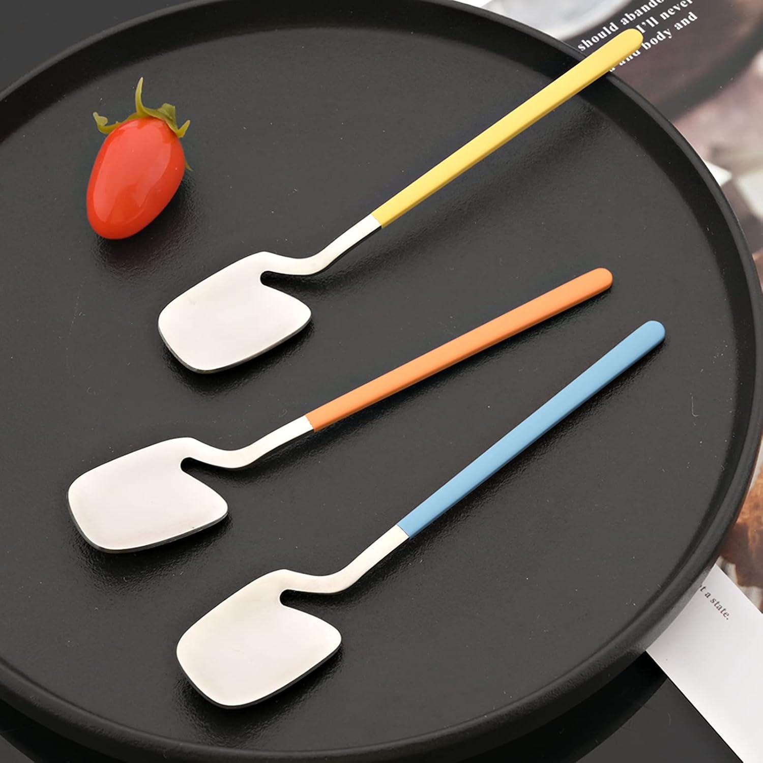 JASHII Hangable Silverware Set, Matte Rainbow Flatware Cutlery Set Service for 2