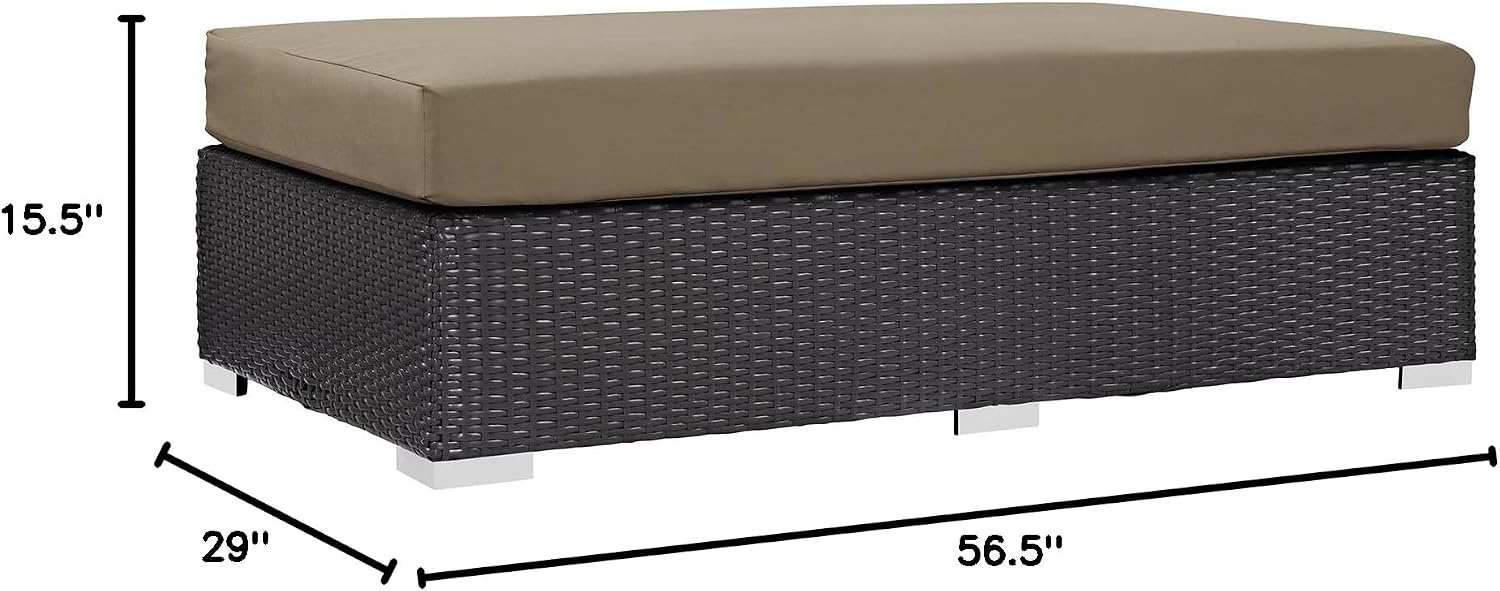 Modway Convene Wicker Rattan Outdoor Patio Loveseat in Espresso White
