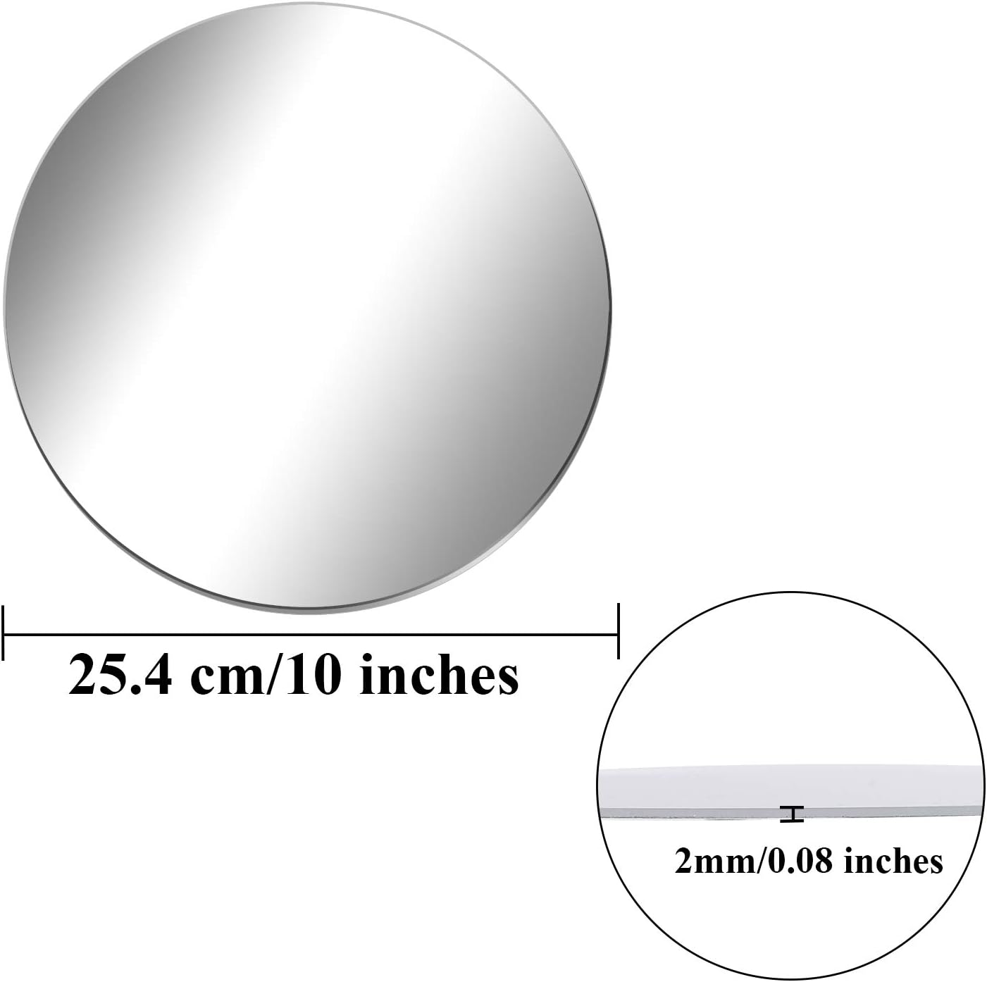 Aneco Acrylic Round Mirrors Non Glass Round Mirror Plate Self Adhesive Mirror Stickers for Home Wall Decor or Wedding Table Centerpiece