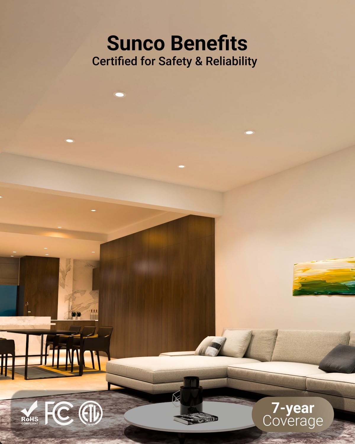 Sunco 4 Pack 6 Inch Canless LED Ultra-Slim Recessed Light, 5CCT, 14W=100W