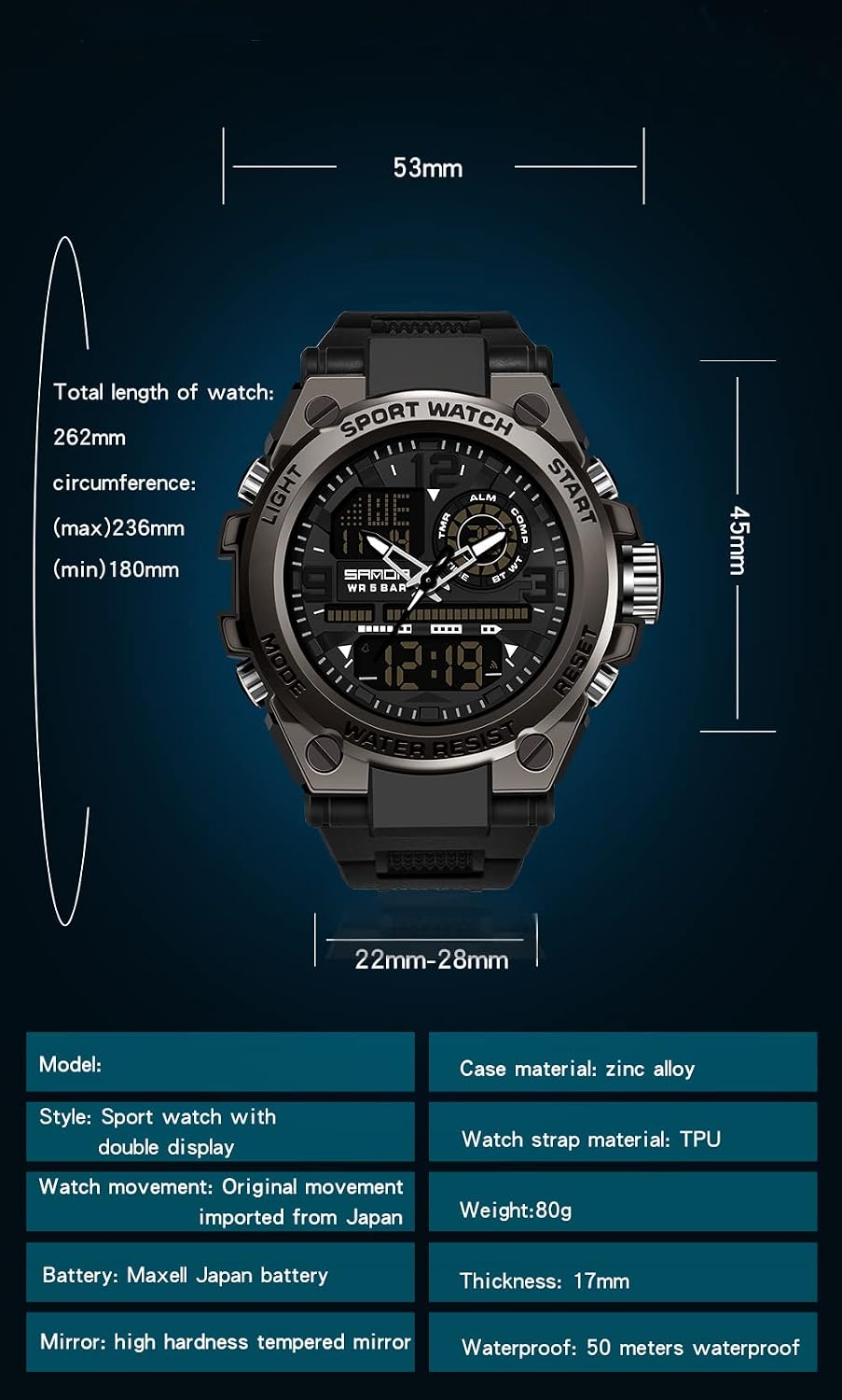 KXAITO Men's Watches Sports Outdoor Waterproof Military Watch Date Multi Function Tactics LED Alarm Stopwatch