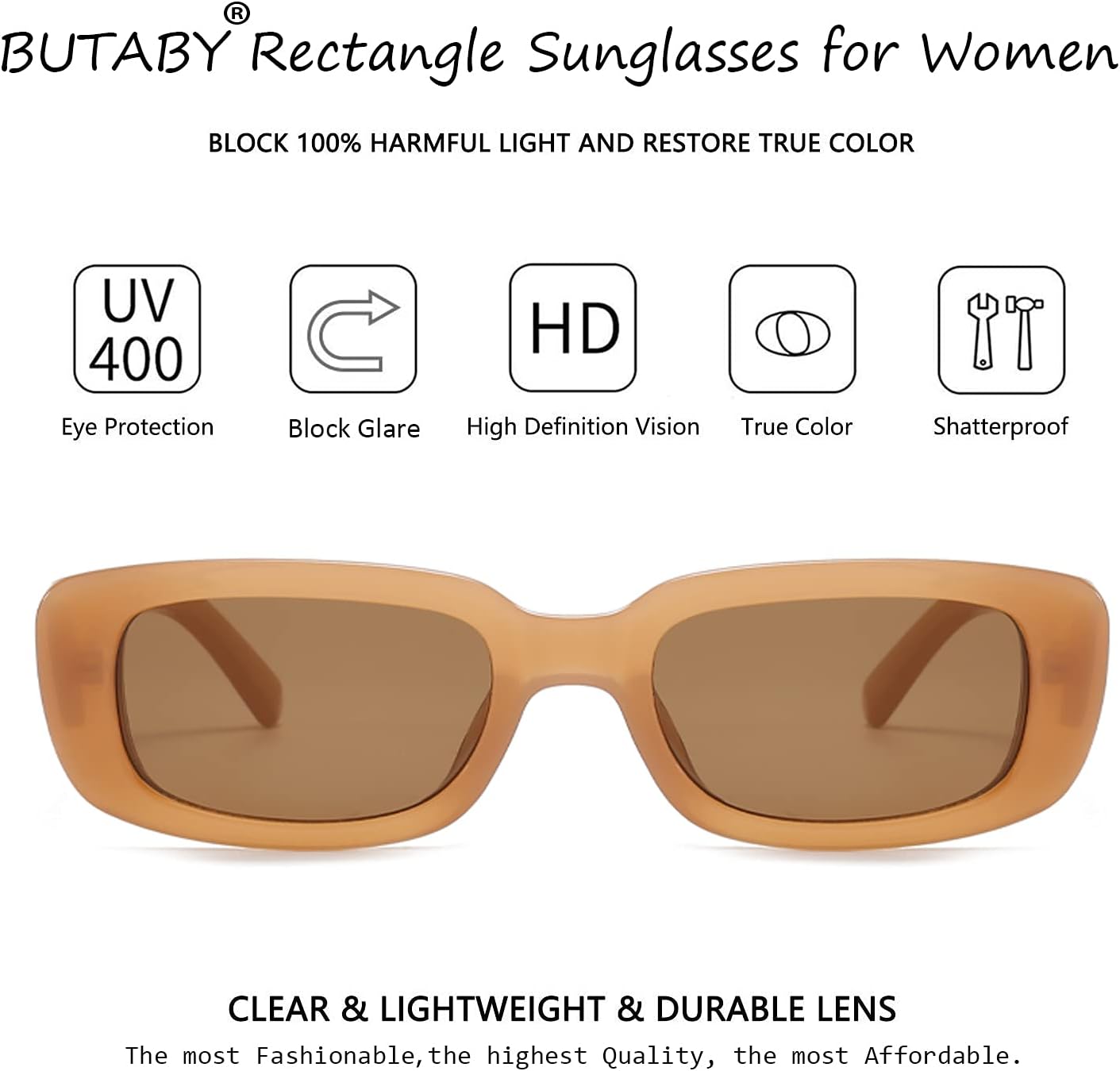 BUTABY Rectangle Sunglasses for Women Retro Driving Glasses 90’s Vintage Fashion Narrow Square Frame UV400 Protection