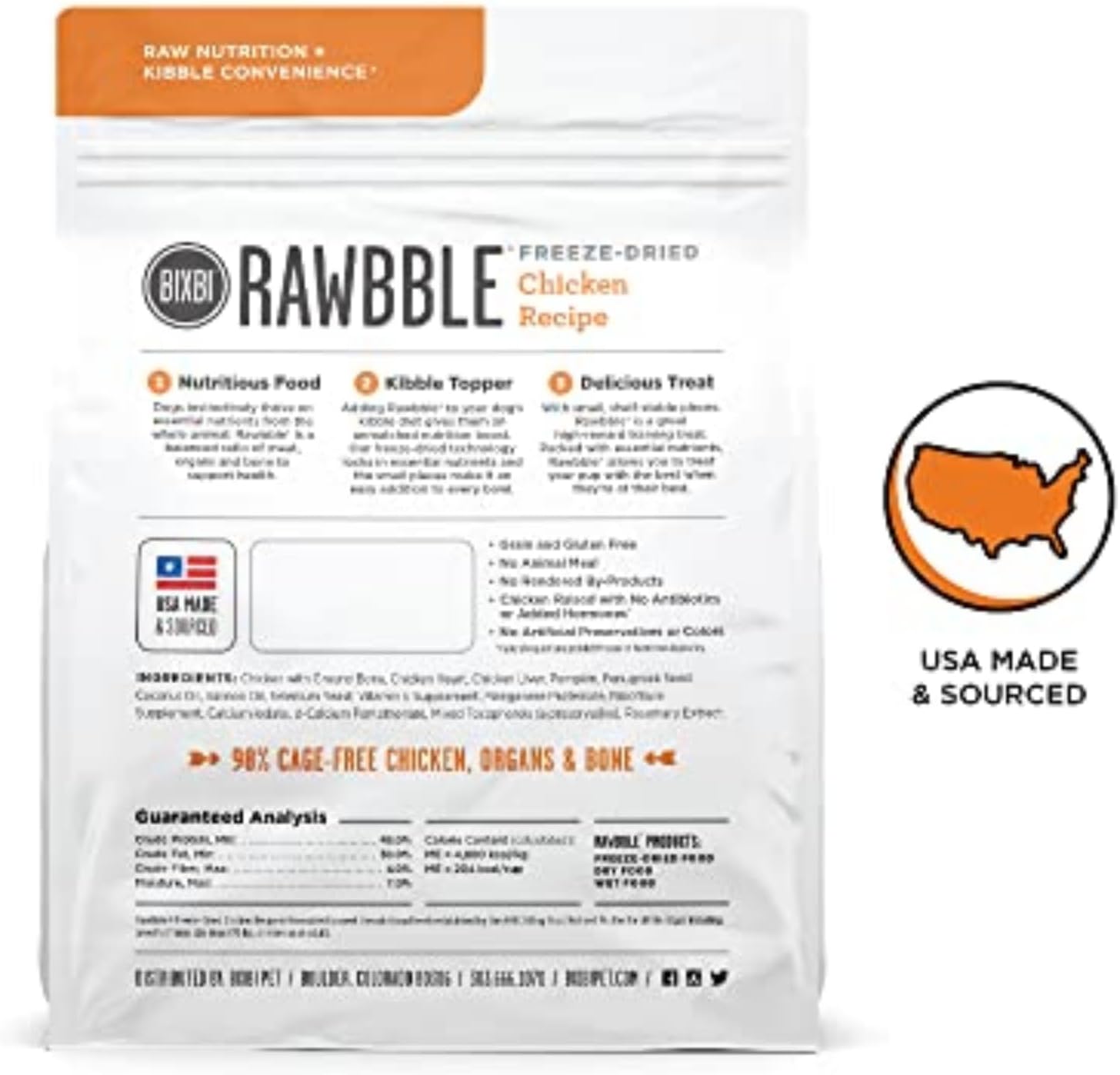 BIXBI Liberty Freeze-Dried Dog Food Topper & Treats, Beef – 98% Meat & Organs, No Refrigeration – USA Made, 26 oz