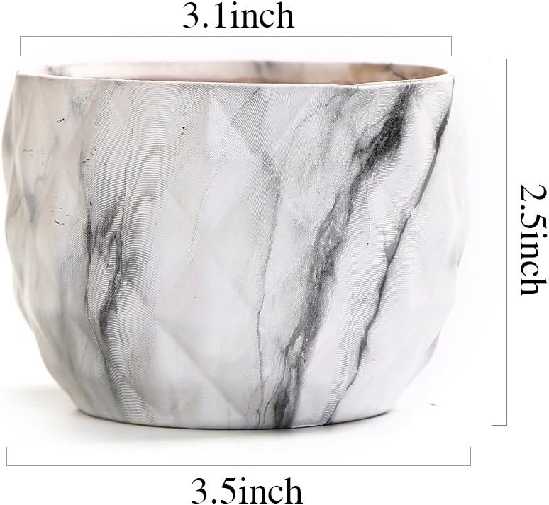 SE SUN-E Sun-E Modern Style Marbling Ceramic Flower Pot Succulent/Cactus Planter Pots Container Bonsai Planters with Hole 3.35 Inch Gift Idea(4 in