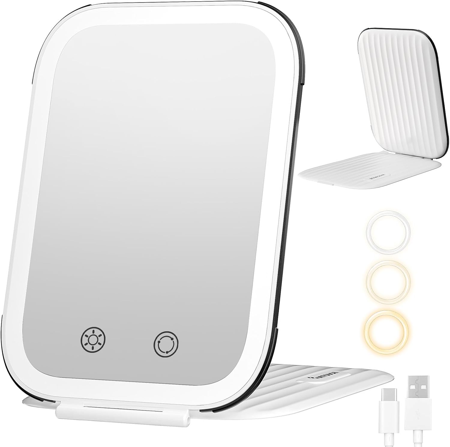 FUNTOUCH Rechargeable Travel Makeup Mirror with 72 Led Lights