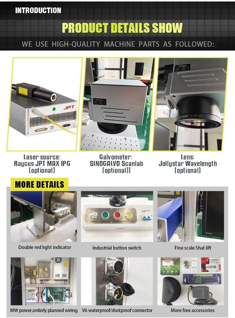 US Stock 60W Fiber Laser Engarver Machine MOPA JPT M7 Fiber Laser Marking Engraveing Machine with 175×175mm lens and 80mm Rotary Chuck Mopa Marker