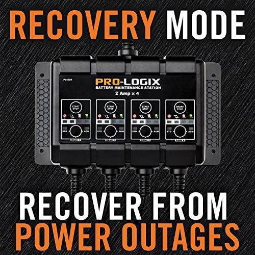 Clore Automotive PL4020, Pro-Logix 4-Bank, 8-Amp (2-Amp Per Bank) Fully Automatic Smart Charger, 12V Battery Charger, Battery Maintainer, Desulfator with Temperature Compensation, Black